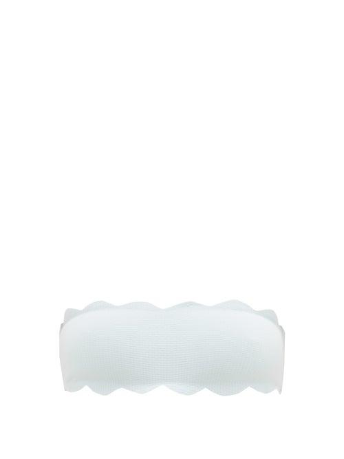 Matchesfashion.com Marysia - Santa Monica Scallop-edged Bikini Top - Womens - Light Blue