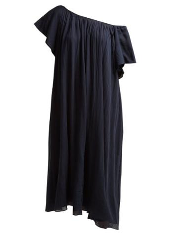 Matchesfashion.com Loup Charmant - Hydrus Off The Shoulder Cotton Dress - Womens - Navy