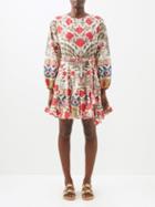 Rhode - Ella Garden Of Dreams-print Cotton Mini Dress - Womens - Red Print