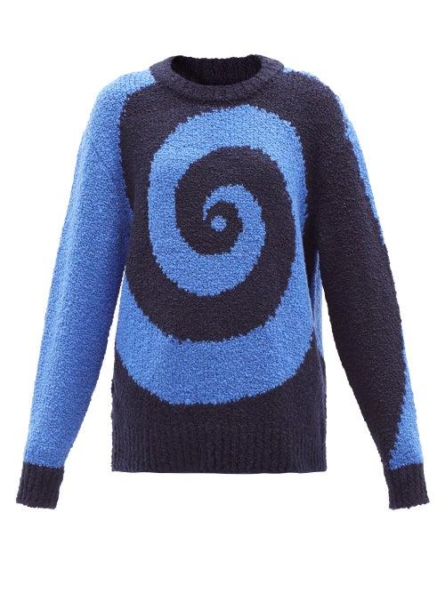 The Elder Statesman - Swirl Cashmere-blend Sweater - Womens - Blue Multi