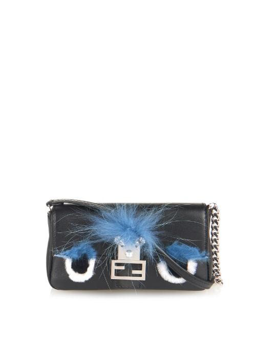 Fendi Micro Baguette Fur-embellished Cross-body Bag