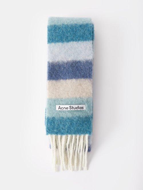 Acne Studios - Vesuvio Striped Wool Scarf - Womens - Blue Multi