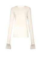 Matchesfashion.com Chlo - Lace Trimmed Ribbed Top - Womens - Ivory