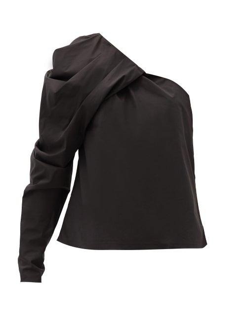 Matchesfashion.com Johanna Ortiz - Forgotten Promises One-shoulder Cotton-blend Top - Womens - Black