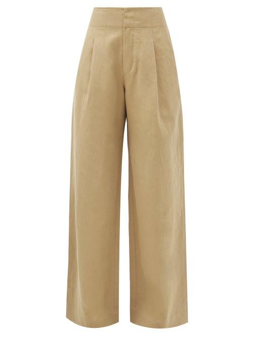 Matchesfashion.com Apiece Apart - Enchanta High-waist Linen-blend Wide-leg Trousers - Womens - Tan