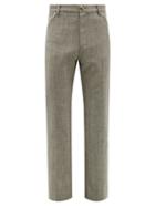 Matchesfashion.com Stefan Cooke - Zipped Tailored Wool-herringbone Twill Trousers - Mens - Grey