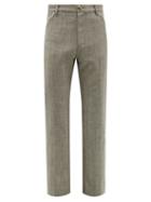 Matchesfashion.com Stefan Cooke - Zipped Tailored Wool-herringbone Twill Trousers - Mens - Grey