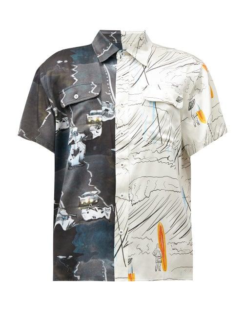 Matchesfashion.com Lost Daze - Liquify Surf Printed Silk Shirt - Mens - Navy White