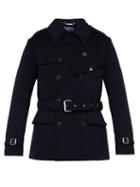 Matchesfashion.com Ralph Lauren Purple Label - Double Breasted Melton Wool Trench Coat - Mens - Navy