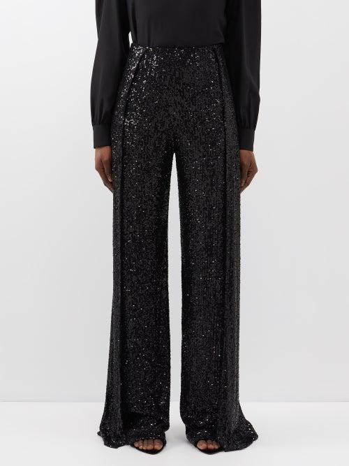 Tom Ford - Sequinned Wide-leg Trousers - Womens - Black