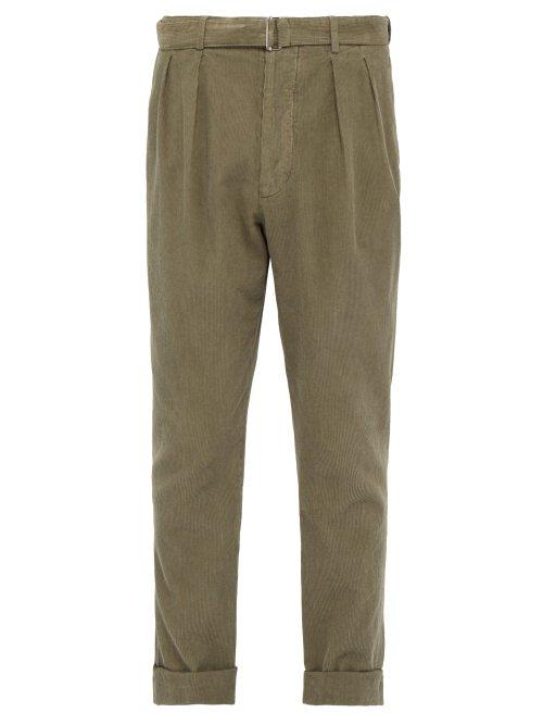 Matchesfashion.com Officine Gnrale - Pierre Pleated Cotton Corduroy Trousers - Mens - Green