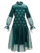 Matchesfashion.com Carolina Herrera - Horse Appliqu Silk Dress - Womens - Green Multi