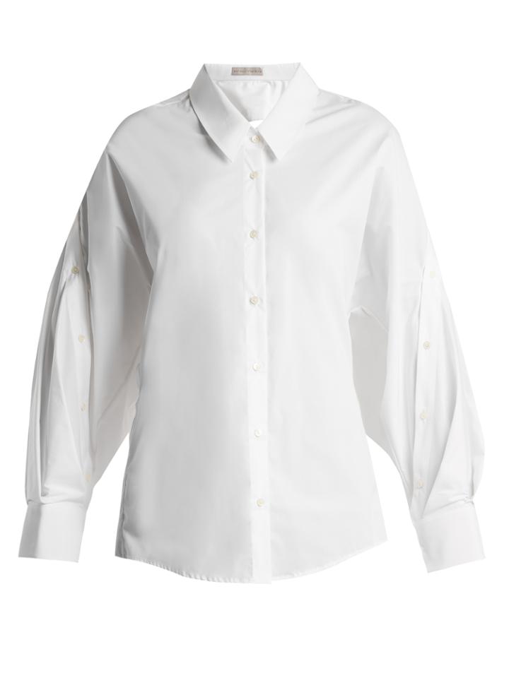 Palmer/harding Balloon-sleeved Stretch-cotton Shirt