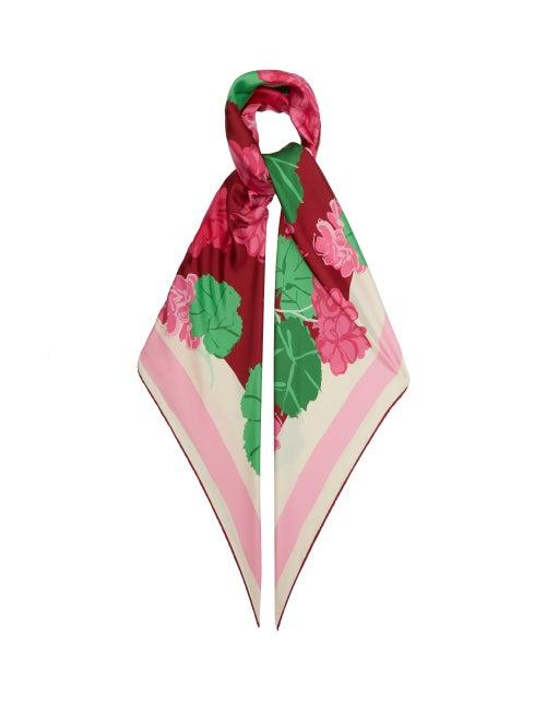 Matchesfashion.com Gucci - X Ken Scott Floral-print Silk Scarf - Womens - Pink Multi