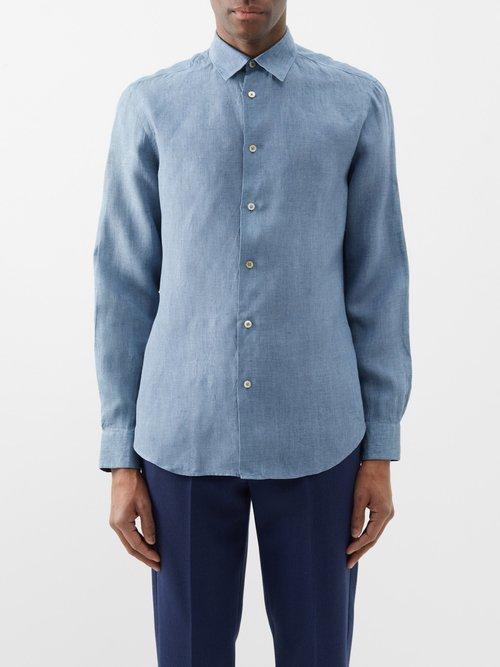 Paul Smith - Linen Shirt - Mens - Blue