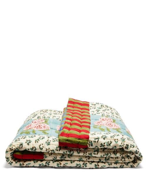 Lisa Corti - Leopard-stripe Cotton Throw - Womens - Cream Multi
