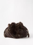 Loewe - Flamenco Shearling Clutch Bag - Womens - Dark Brown