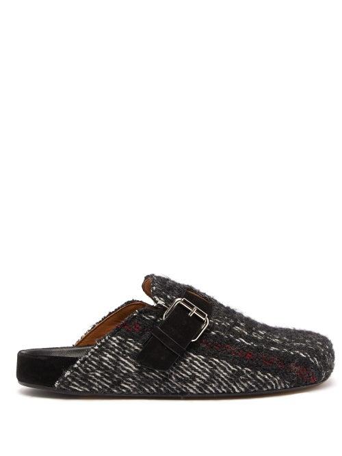 Matchesfashion.com Isabel Marant - Mirvin Backless Tweed Clogs - Womens - Black Multi