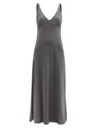 Ladies Lingerie Skin - Karina Organic Pima-cotton Midi Dress - Womens - Dark Grey