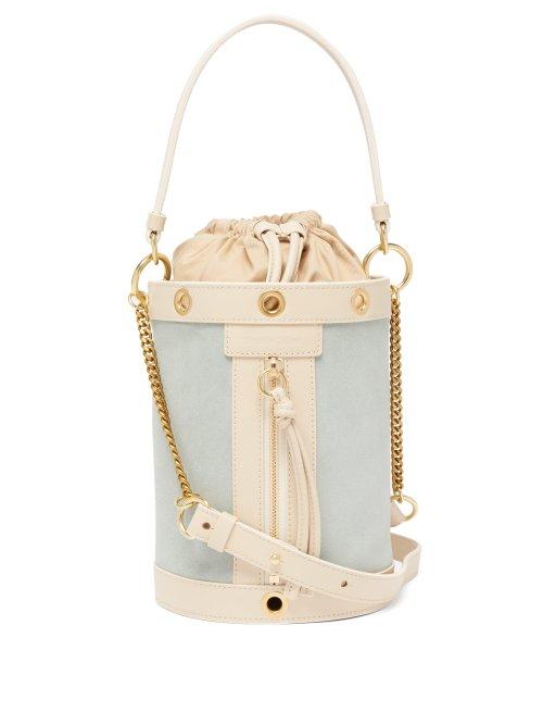 Matchesfashion.com See By Chlo - Debbie Suede And Leather Bucket Bag - Womens - Blue White