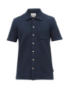 Oliver Spencer - Riviera Waffled Organic-cotton Jersey Shirt - Mens - Navy