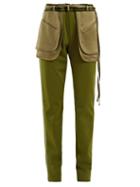 Matchesfashion.com Valentino - Exposed Pocket Silk Blend Trousers - Womens - Dark Green