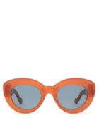 Matchesfashion.com Loewe - Butterfly Cat Eye Acetate Sunglasses - Womens - Red