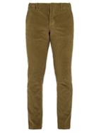 Matchesfashion.com Incotex - Slim Fit Cotton Blend Corduroy Trousers - Mens - Green