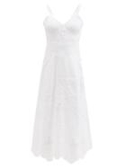 Dolce & Gabbana - Broderie-anglaise Cotton-blend Poplin Dress - Womens - White