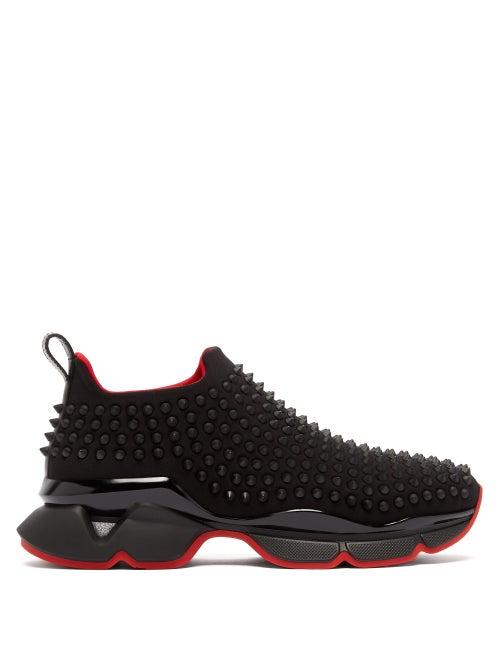 Matchesfashion.com Christian Louboutin - Spike Studded Neoprene Trainers - Womens - Black