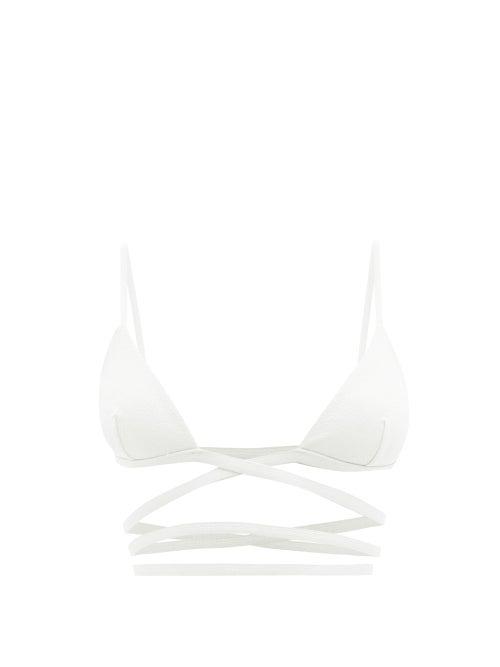 Matteau - The Wrap Crinkled Triangle Bikini Top - Womens - White