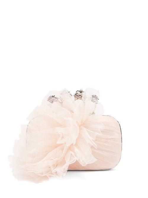 Matchesfashion.com Alexander Mcqueen - Four Ring Tulle And Satin Box Clutch - Womens - Light Pink