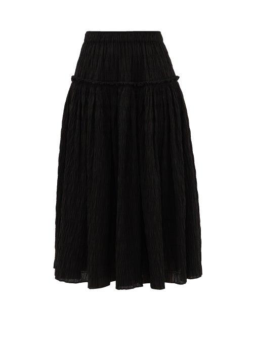 Matchesfashion.com Mara Hoffman - Alejandra Shirred Organic Cotton-blend Midi Skirt - Womens - Black