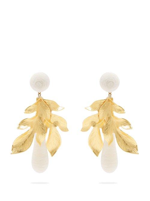Matchesfashion.com Rebecca De Ravenel - Violette Gold Plated And Silk Cord Earrings - Womens - White