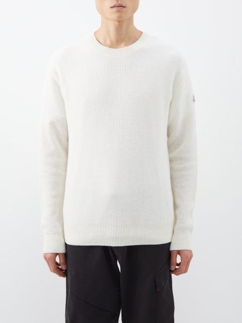 Moncler - Logo-patch Wool-blend Sweater - Mens - Cream