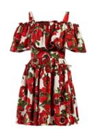 Matchesfashion.com Dolce & Gabbana - Anenome Print Ruffled Midi Dress - Womens - White Multi