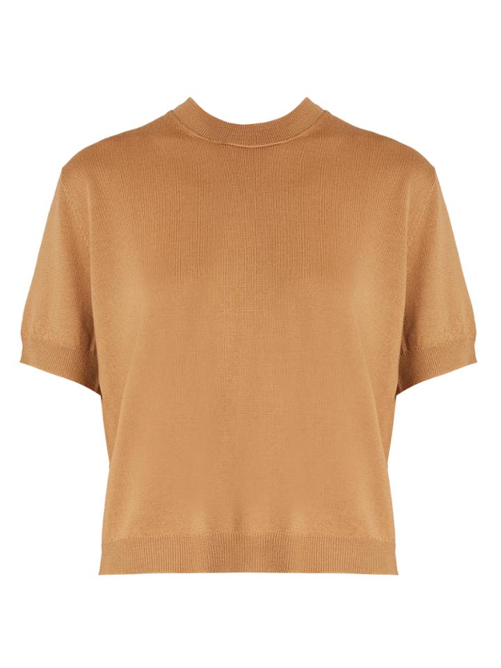 Miu Miu Gingham-tie Button-back Wool Sweater