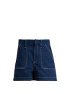 Chloé Contrast-stitch High-rise Denim Shorts