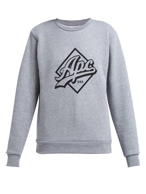 Matchesfashion.com A.p.c. - Sherman Logo Print Cotton Sweatshirt - Womens - Light Grey
