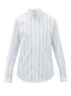 Matchesfashion.com Schnayderman's - Button-down Striped Cotton-poplin Shirt - Mens - Green White