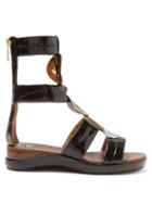 Matchesfashion.com Chlo - Crocodile Effect Leather Gladiator Sandals - Womens - Black