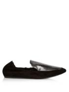 Lanvin Metallic-leather And Suede Loafers