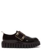 Roger Vivier - Viv Creepers Leather Flatform Loafers - Womens - Black