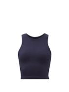 Ladies Activewear Prism - Luminous Ribbed Stretch-jersey Tank Top - Womens - Navy