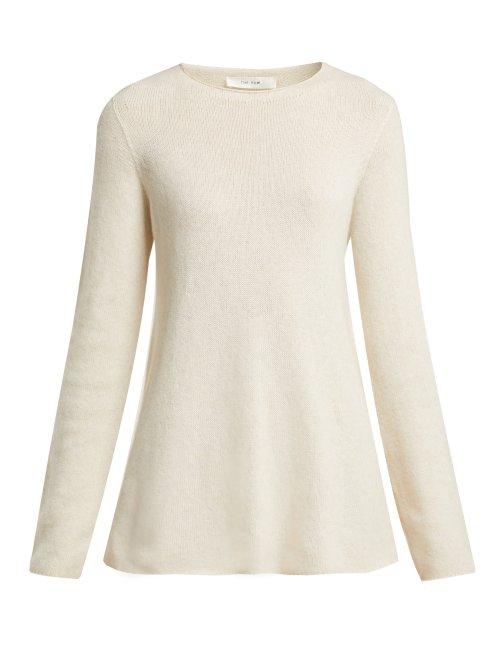 Matchesfashion.com The Row - Sabel Fluted Cashmere Blend Sweater - Womens - Ivory