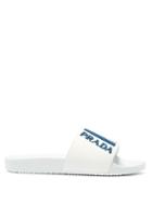 Matchesfashion.com Prada - Logo Embossed Rubber Slides - Mens - White