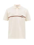 Matchesfashion.com Gucci - Gg Embroidered Cotton-stretch Polo Shirt - Mens - Beige Multi