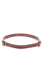 Matchesfashion.com Erdem - Crystal Buckle Snake Effect Leather Belt - Womens - Red