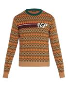 Matchesfashion.com Prada - Intarsia Logo Wool And Cashmere Blend Sweater - Mens - Green Multi