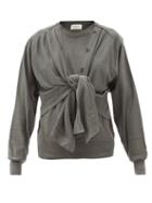 Matchesfashion.com Lemaire - Tied-overlay Merino Wool-blend Jersey Sweater - Womens - Dark Grey